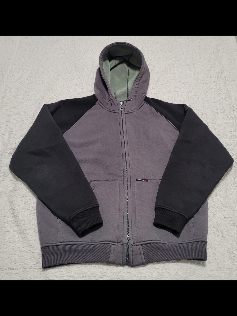Schott NYC Men's Hooded Zip Jacket - Gray with Black Sleeves
